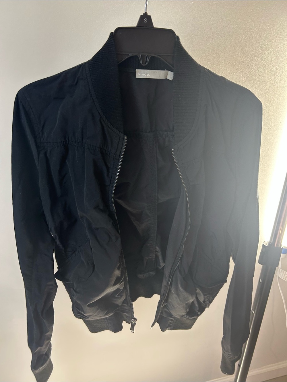 VINCE Black Bomber Jacket for Women Sz S